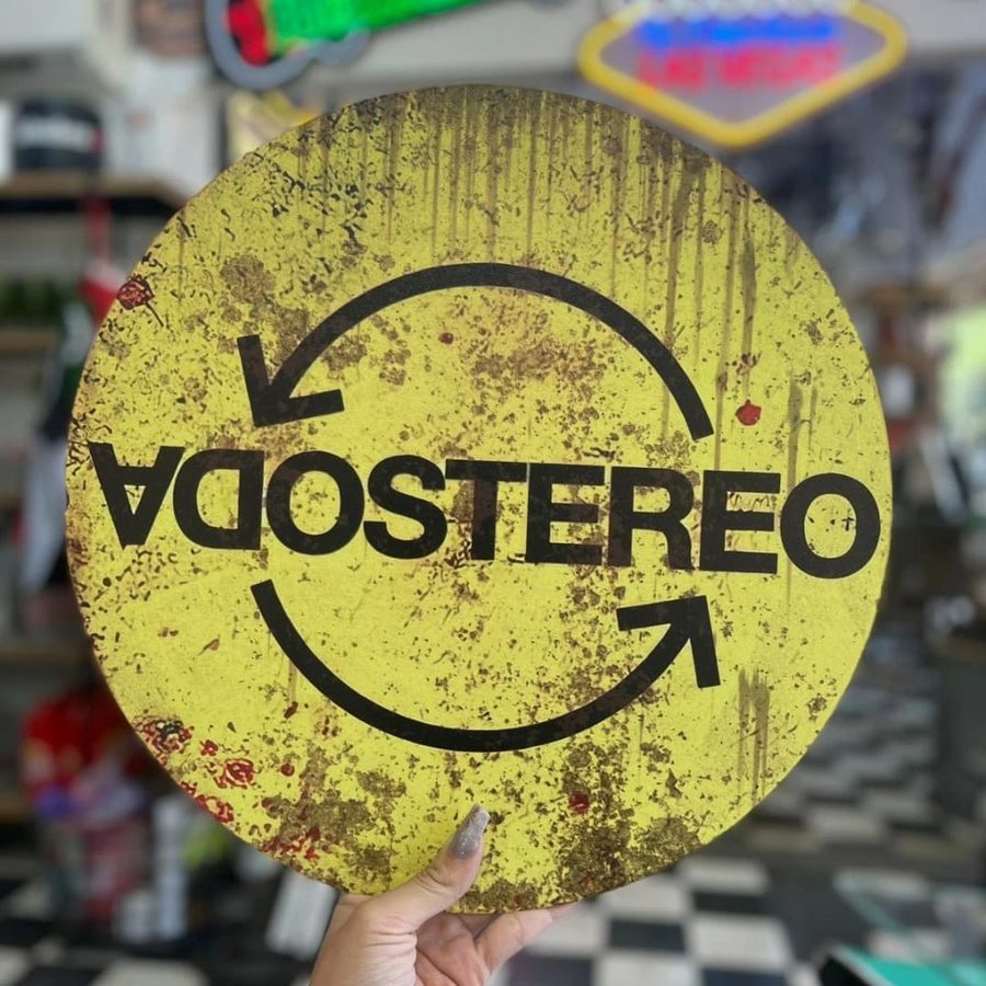 Cuadro Soda Stereo redondo amarillo