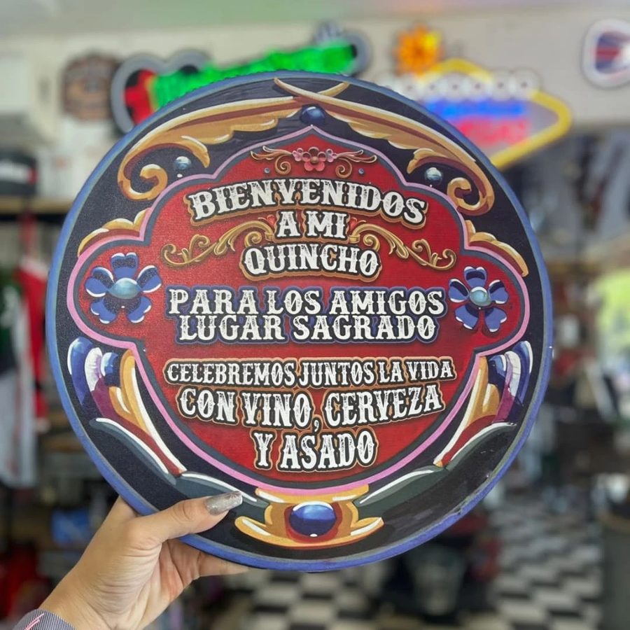 Cuadro Bienvenidos a mi quincho lugar sagrado redondo