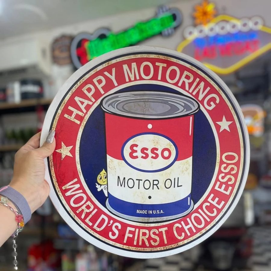 Cuadro Esso Happy Motoring redondo