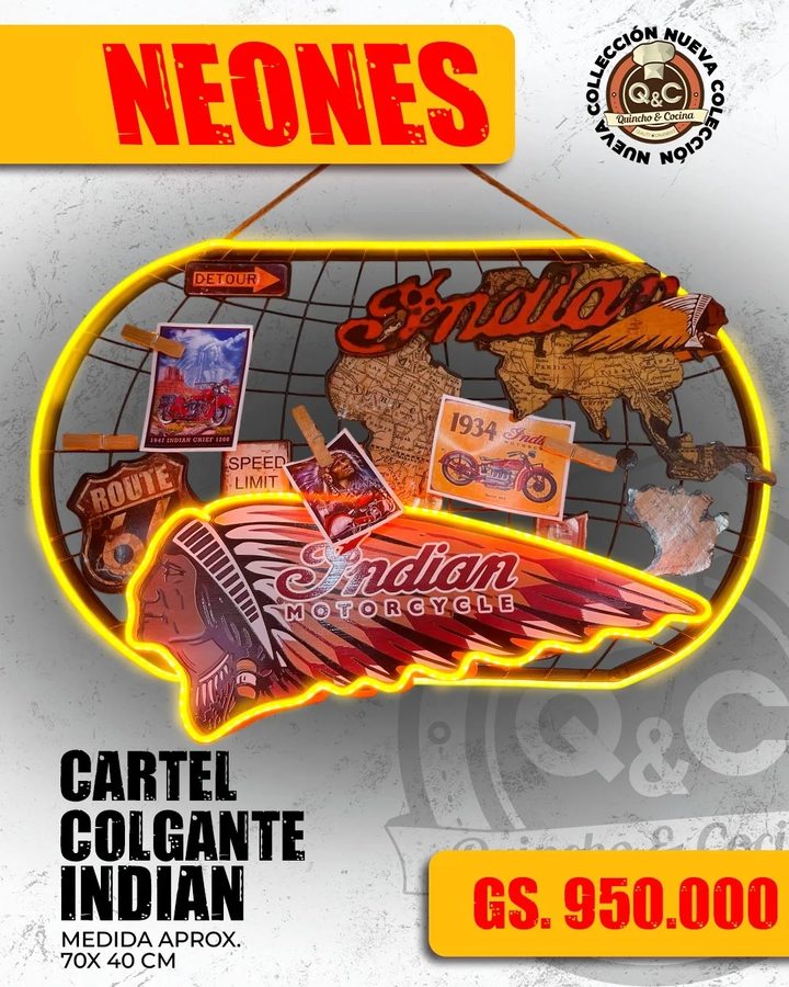 Neón Indian cartel colgante mapa