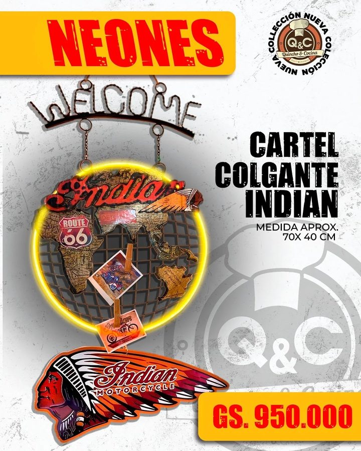 Neón Indian cartel colgante Welcome