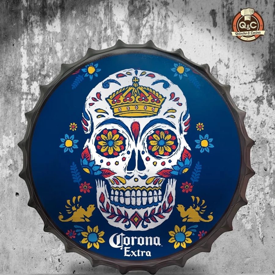 Tapa decorativa Corona Extra – Calavera mexicana
