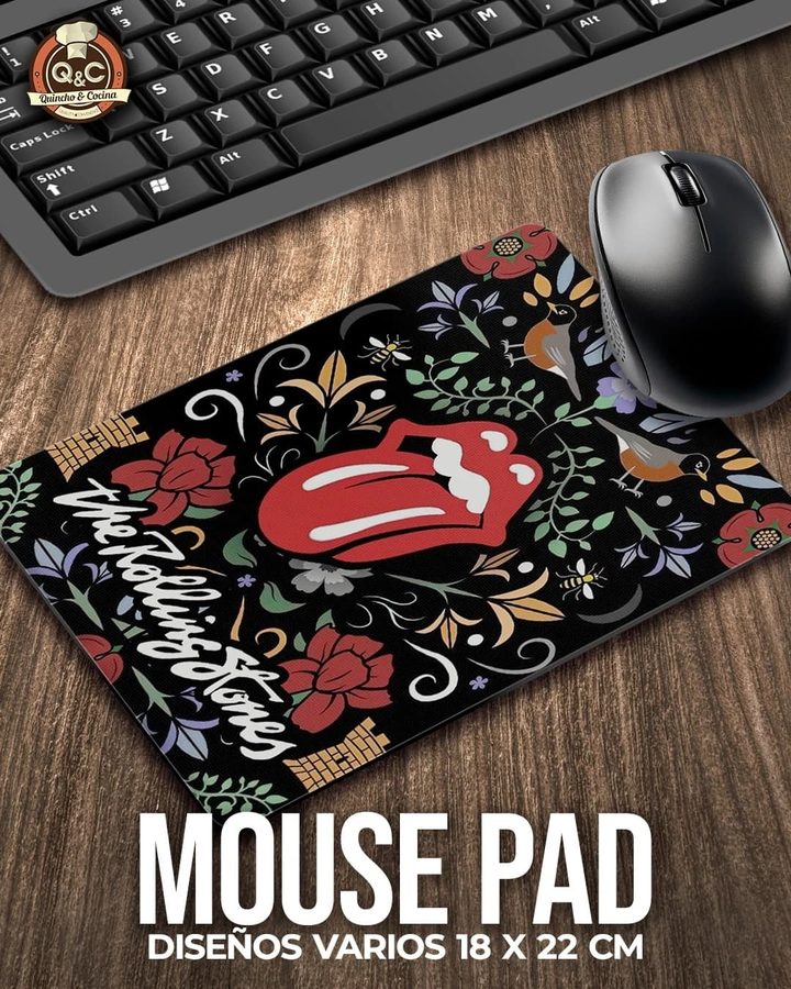 Mouse pad The Rolling Stones lengua con flores