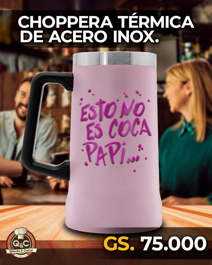 Choppera térmica de acero inox blanca Esto no es Coca papi – foto 2