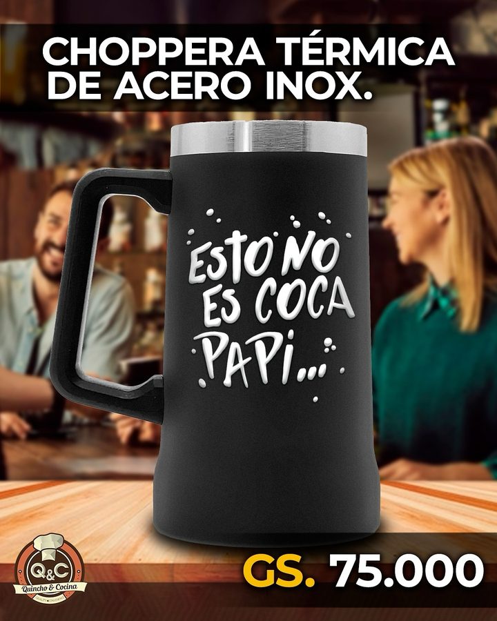 Choppera térmica de acero inox negra Esto no es Coca papi