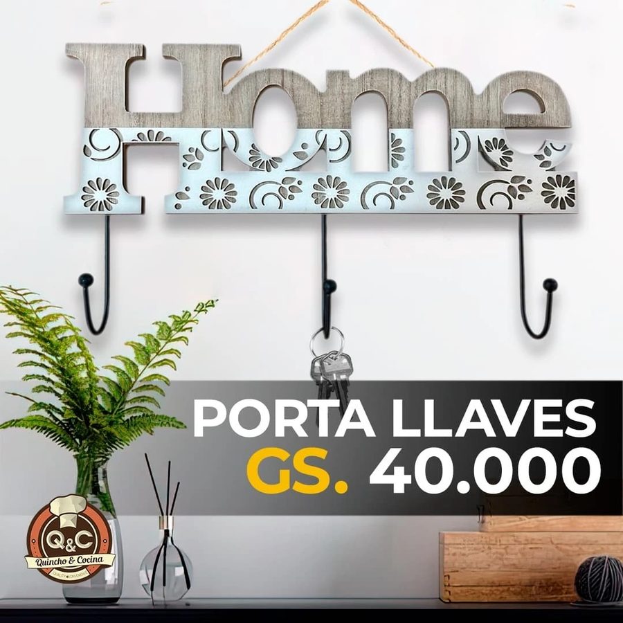 Porta llaves Home con ganchos negros