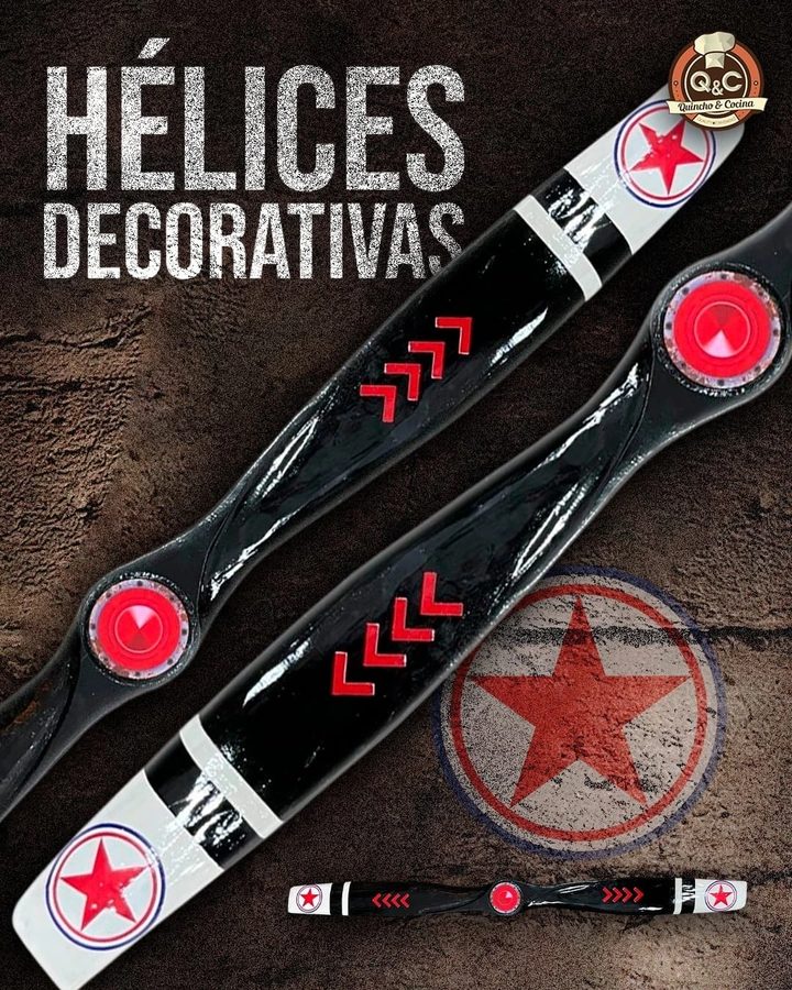 Hélice decorativa negra con estrella roja