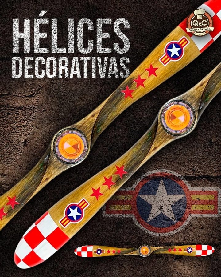 Hélice decorativa amarilla con estrellas y cuadros