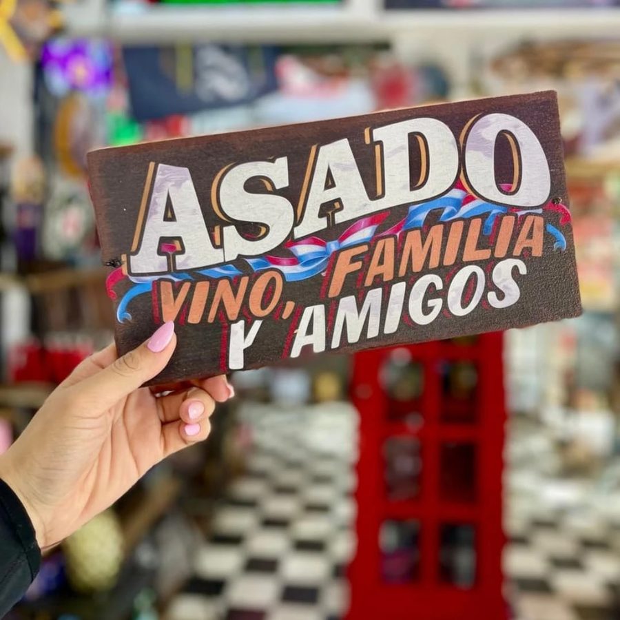 Cuadro Asado vino familia y amigos