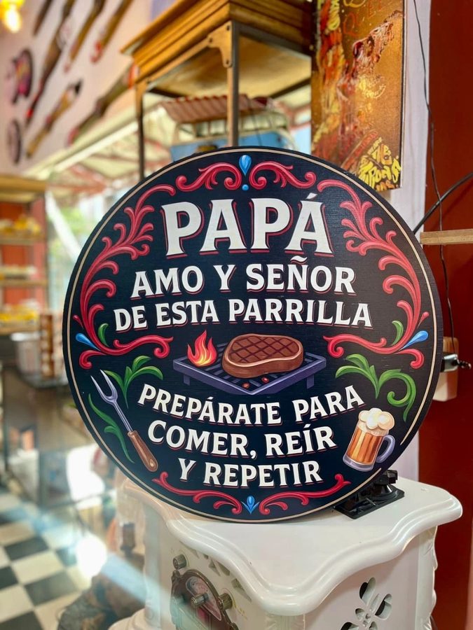 Cuadro Papá amo y señor de esta parrilla redondo