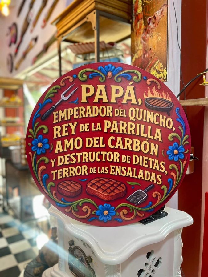 Cuadro Papá emperador del quincho rey de la parrilla redondo