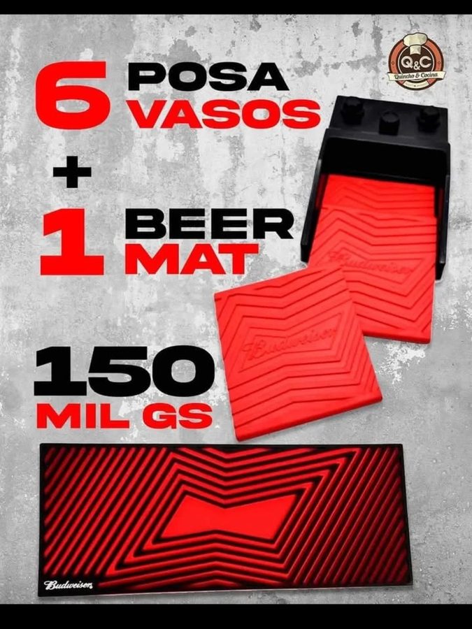 6 posavasos + 1 beer mat rojo