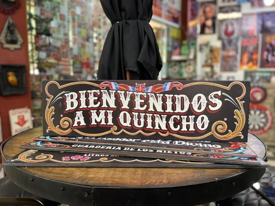 Cuadro Bienvenidos a mi quincho fileteado