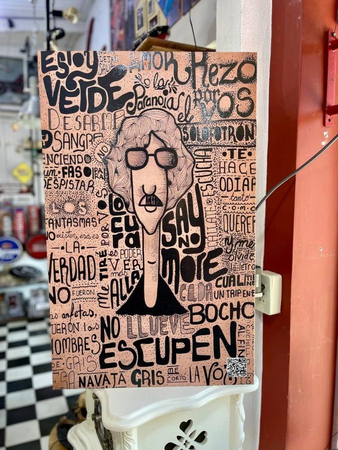 Cuadro Collage de frases con caricatura de anteojos