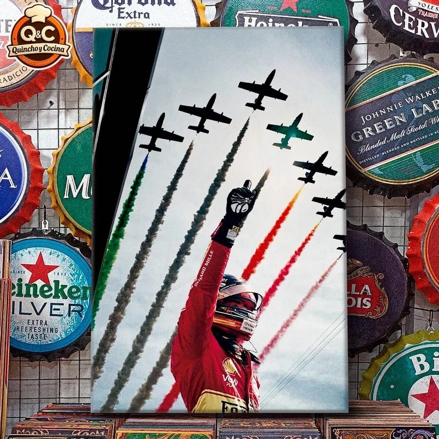 Cuadro Piloto de F1 y aviones con humo tricolor