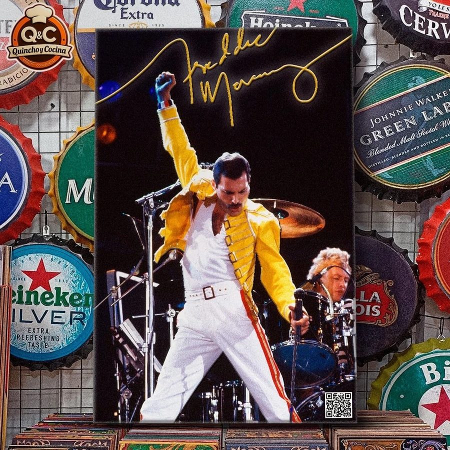 Cuadro Freddie Mercury – campera amarilla en vivo