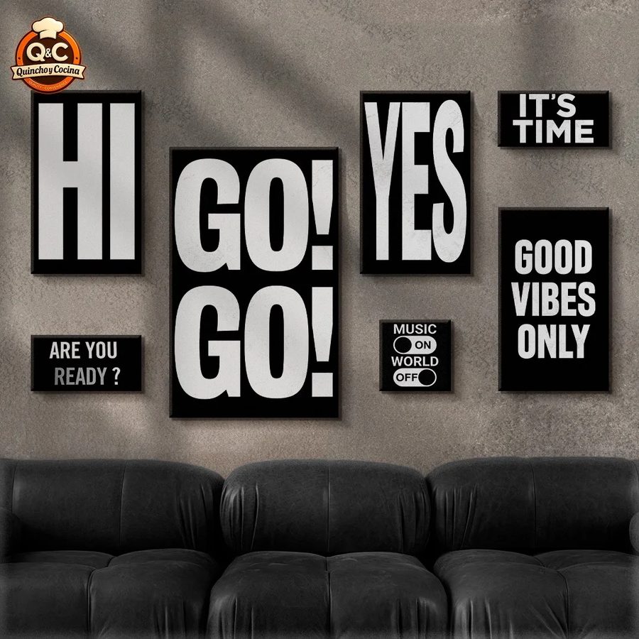 Cuadro Set 7 cuadros motivadores Hi Go Go Yes Good Vibes Only – foto 2