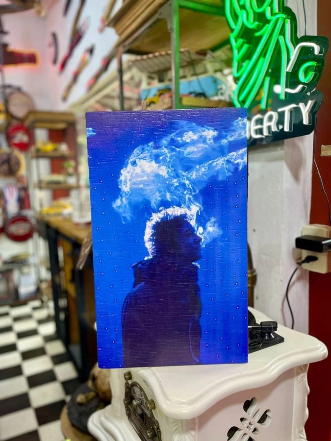 Cuadro Músico con humo azul