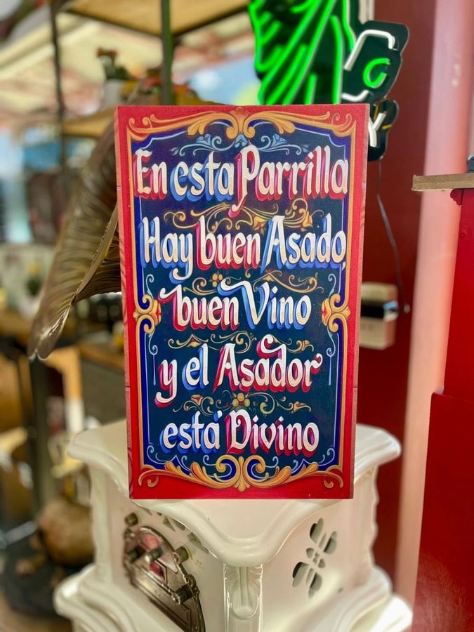 Cuadro En esta parrilla hay buen asado buen vino
