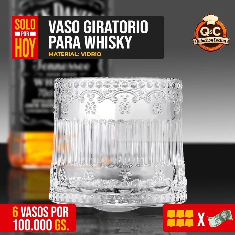 Vaso giratorio para whisky de vidrio labrado