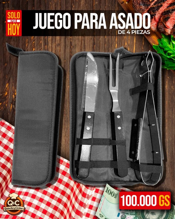 Juego para asado de 4 piezas con estuche