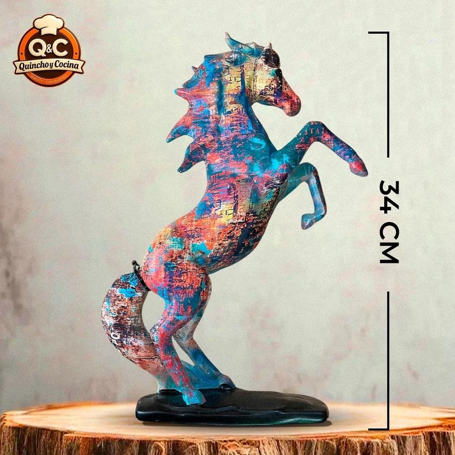 Caballo multicolor rosa y celeste