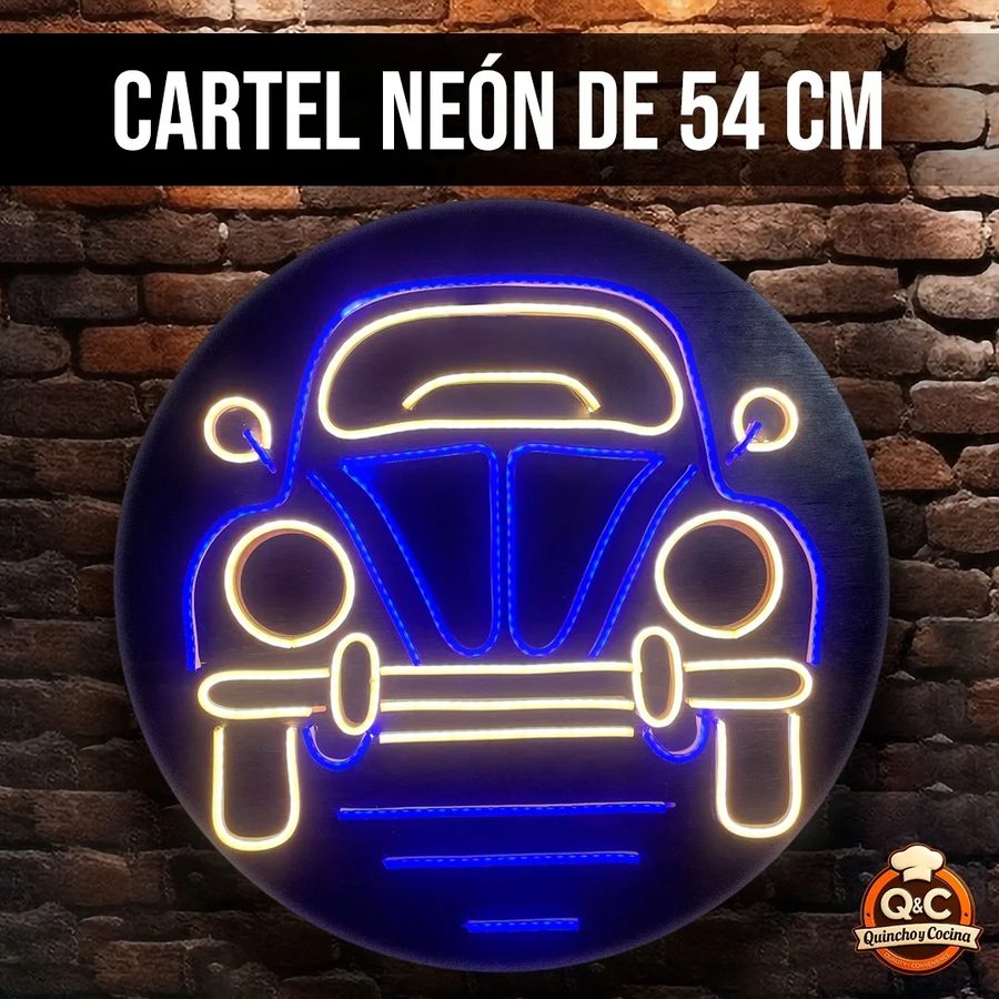 Neón Escarabajo VW de frente redondo