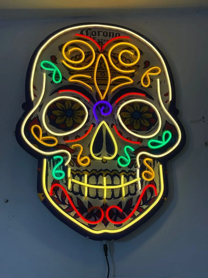 Neón Calavera mexicana Corona – foto 2