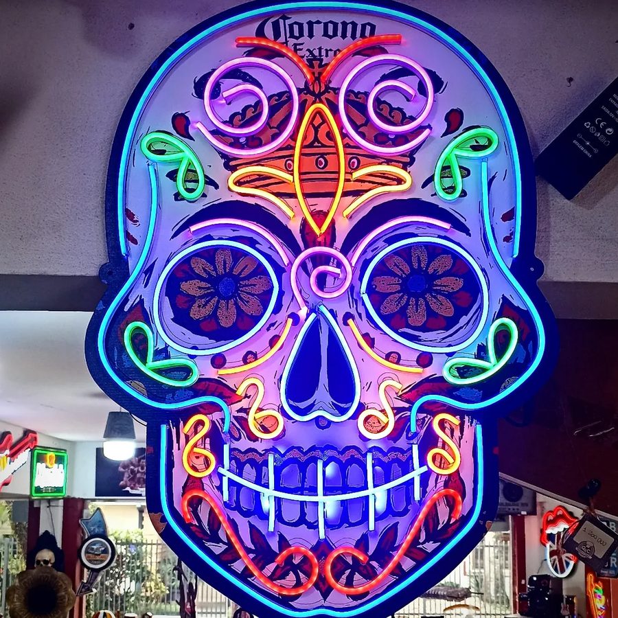 Neón Calavera mexicana Corona – foto 3