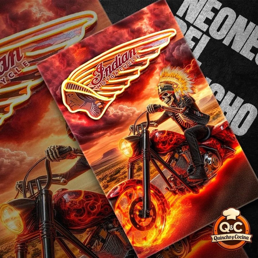 Neón Indian moto calavera