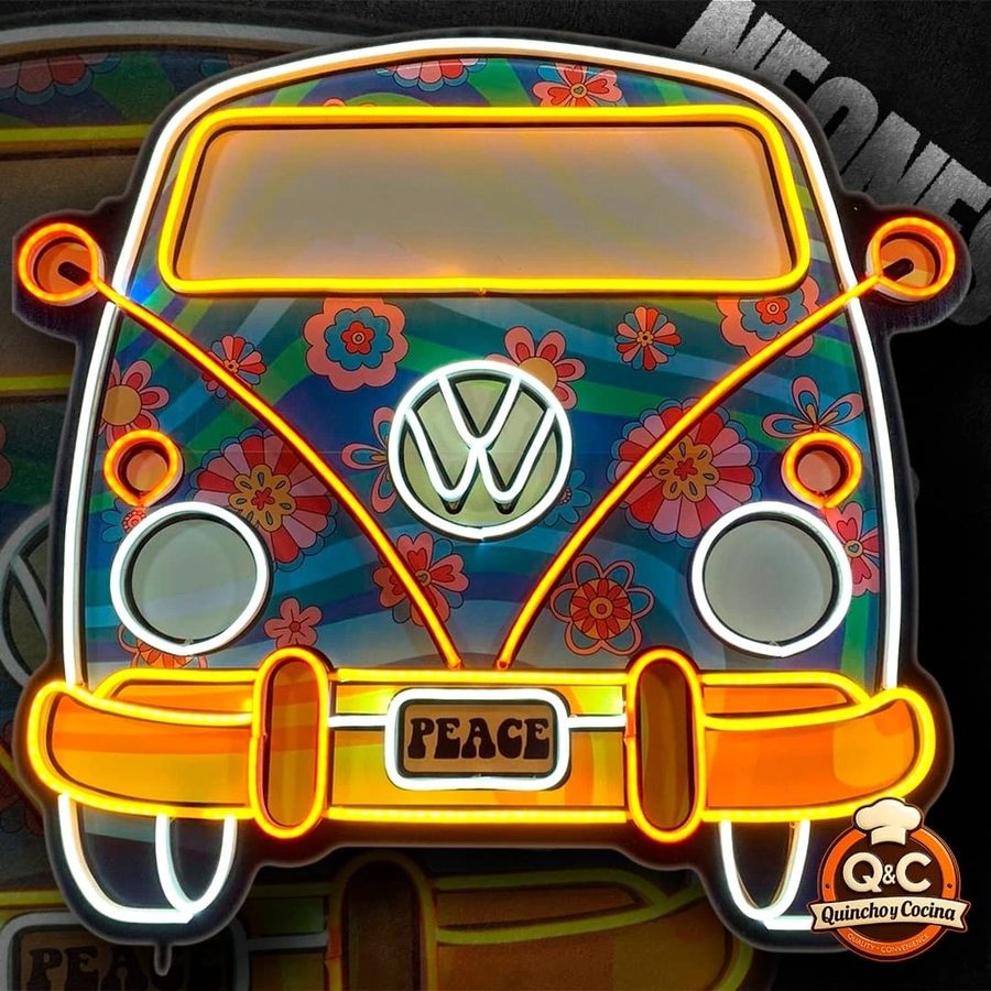 Neón Kombi VW floral