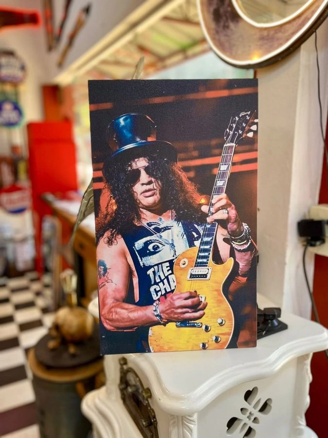 Cuadro Guitarrista con galera y guitarra Les Paul