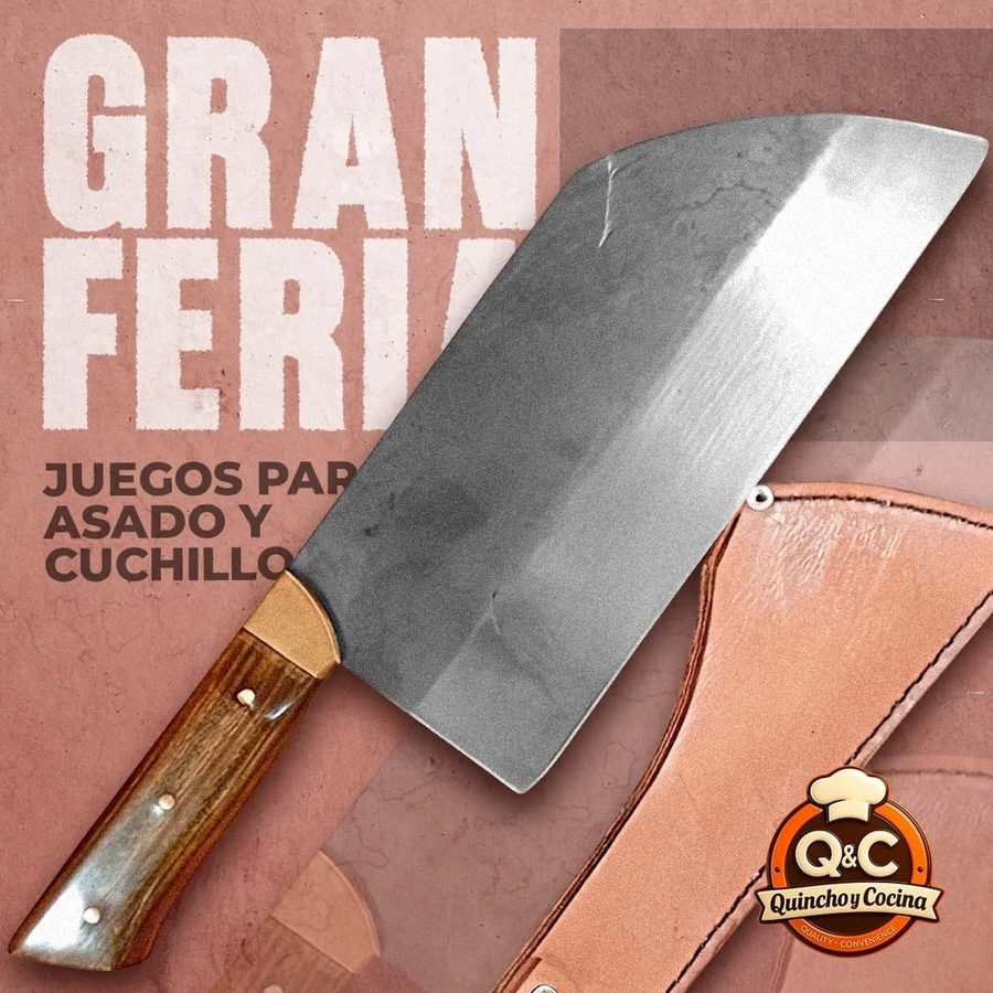 Cuchilla de carnicero con vaina de cuero