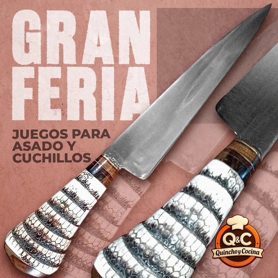 Cuchillos con mango de alpaca labrada