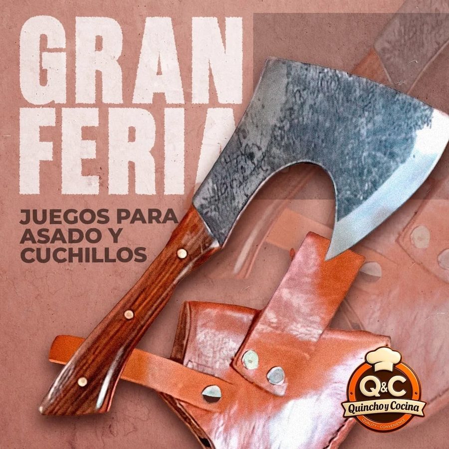Hacha de cocina con funda de cuero