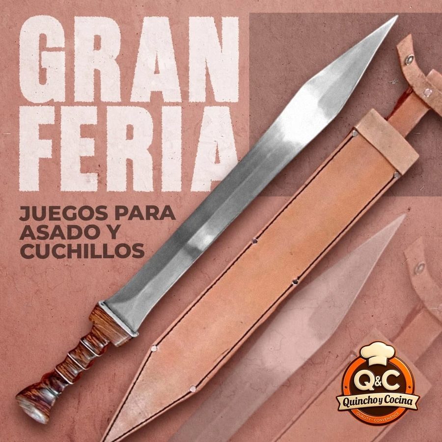 Cuchillo largo tipo espada con vaina