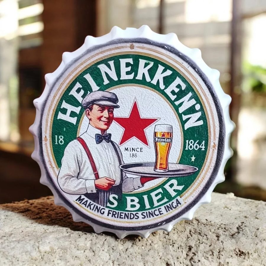 Tapa decorativa Heineken (mozo con bandeja)