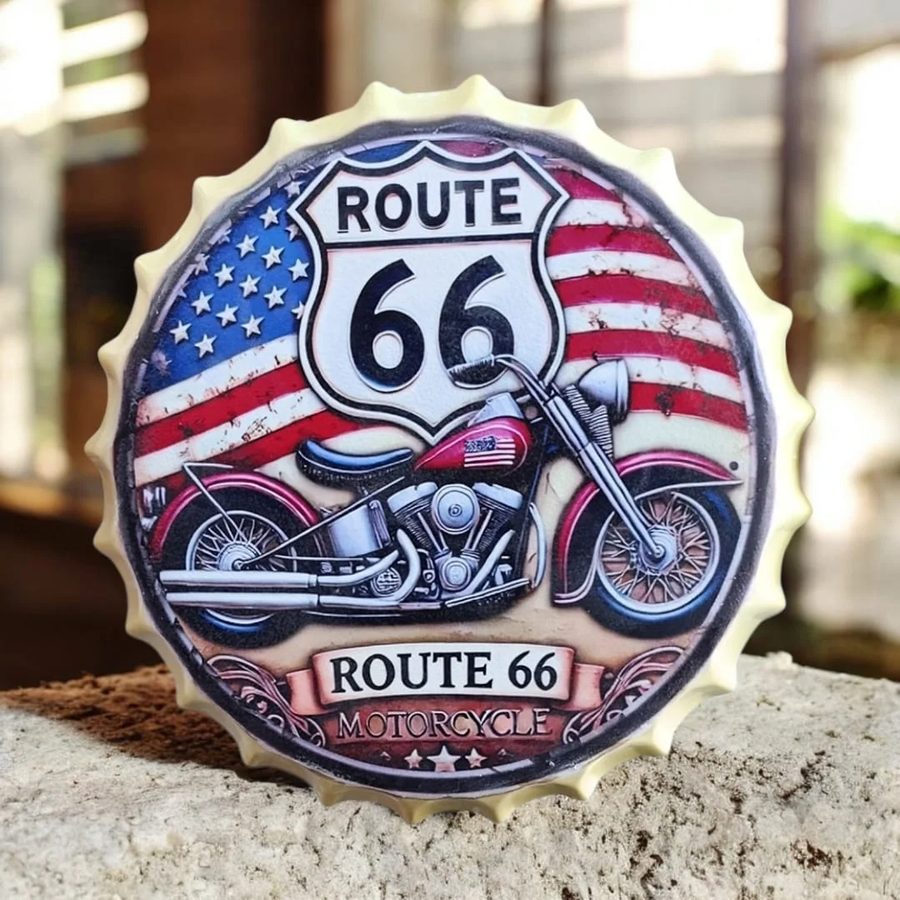 Tapa decorativa Route 66 Motorcycle
