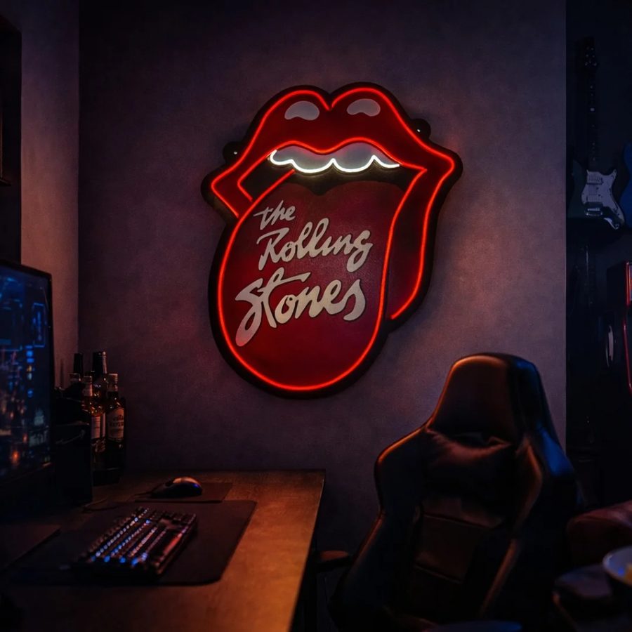Neón The Rolling Stones – Lengua con contorno rojo