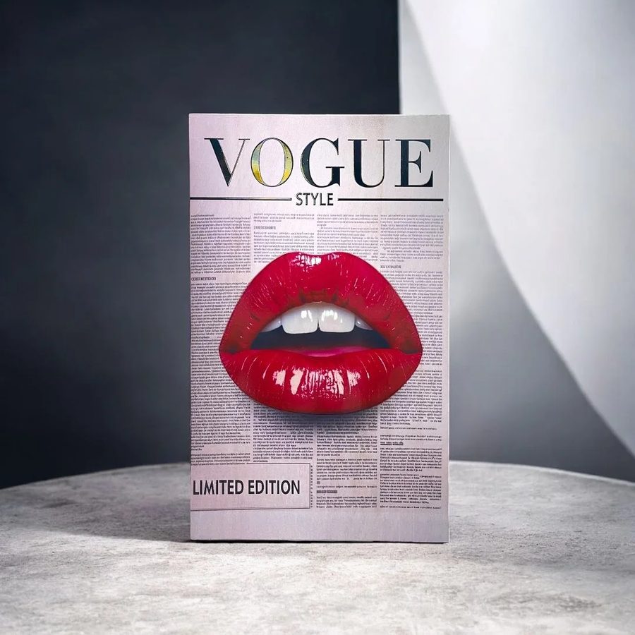 Cuadro Vogue – labios rojos en relieve