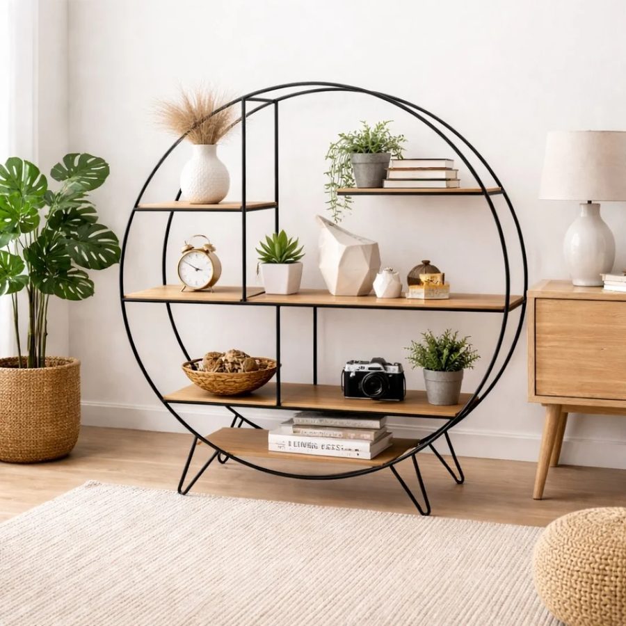 Estante circular de metal