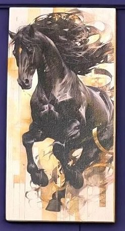 Cuadro Caballo negro galopando (fondo claro)