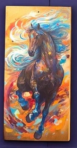Cuadro Caballo galopando entre colores