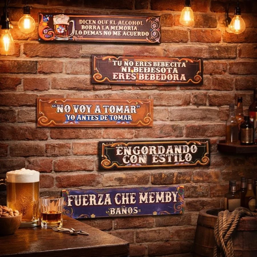 Cuadros Frases de bar (Engordando con estilo, Fuerza che memby)