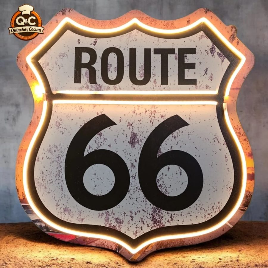 Neón Route 66 – Escudo blanco