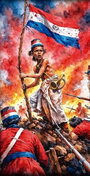 Cuadro Niño con la bandera, colección PATRIA