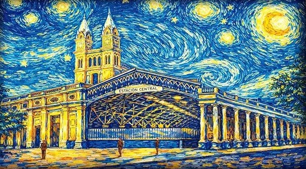 Cuadro decorativo Estación Central · Noche estrellada, colección PATRIA de Quincho y Cocina