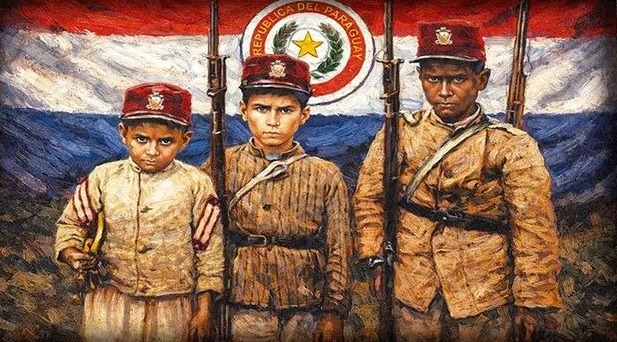 Cuadro decorativo Niños soldados con la bandera, colección PATRIA de Quincho y Cocina