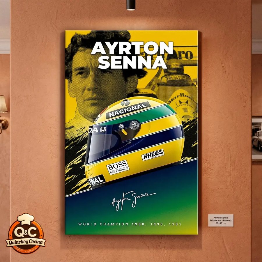 Cuadro Ayrton Senna – casco amarillo