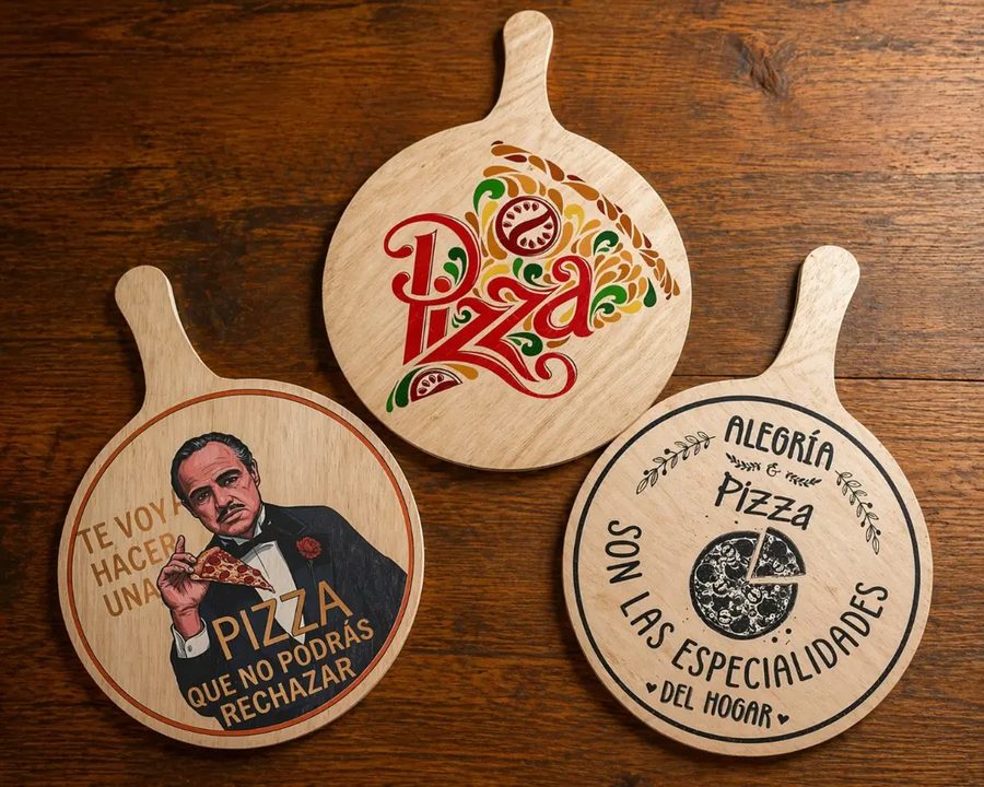 Tabla redonda para pizza – diseños con frases